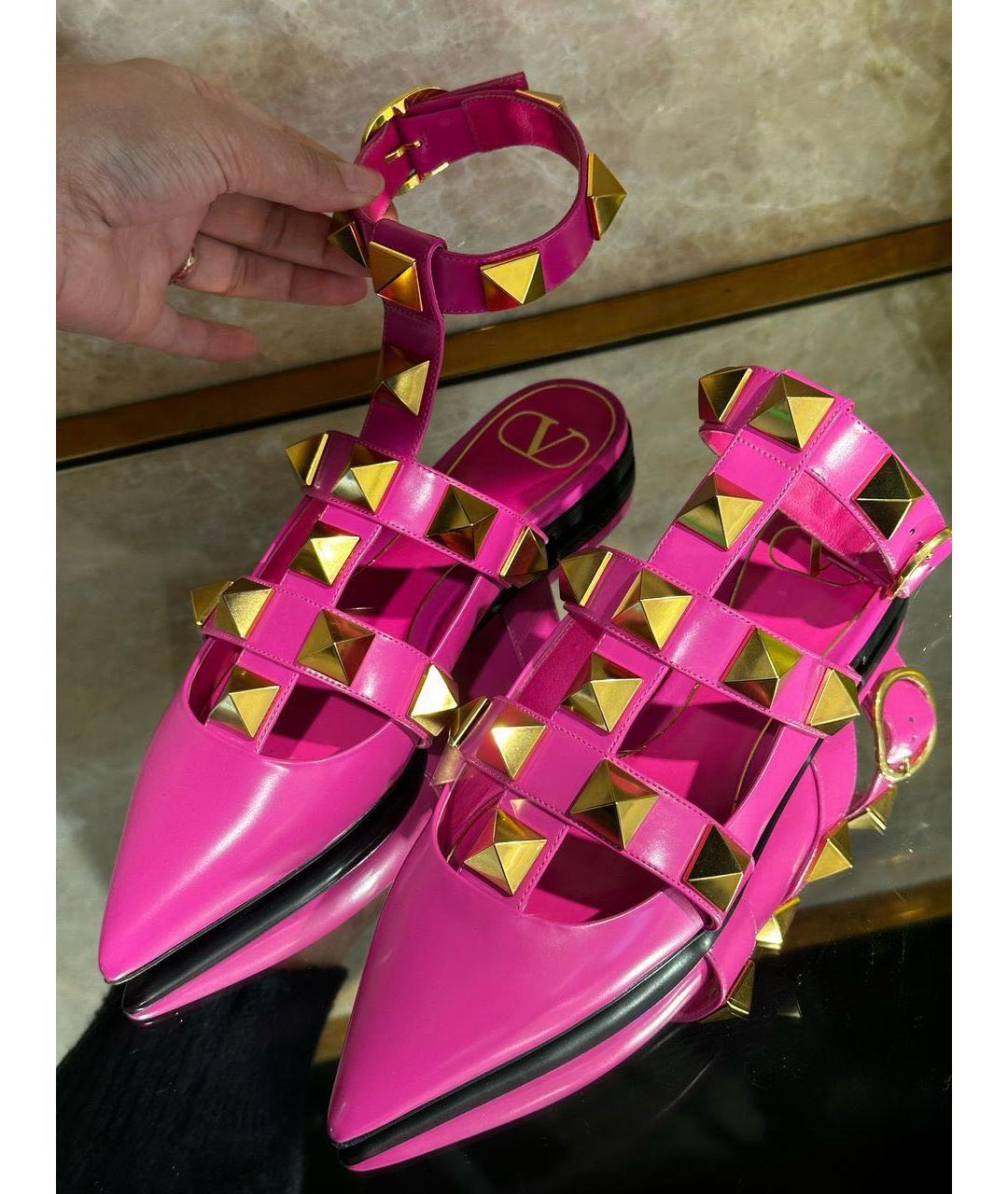 VALENTINO Фуксия кожаные мюли, фото 2