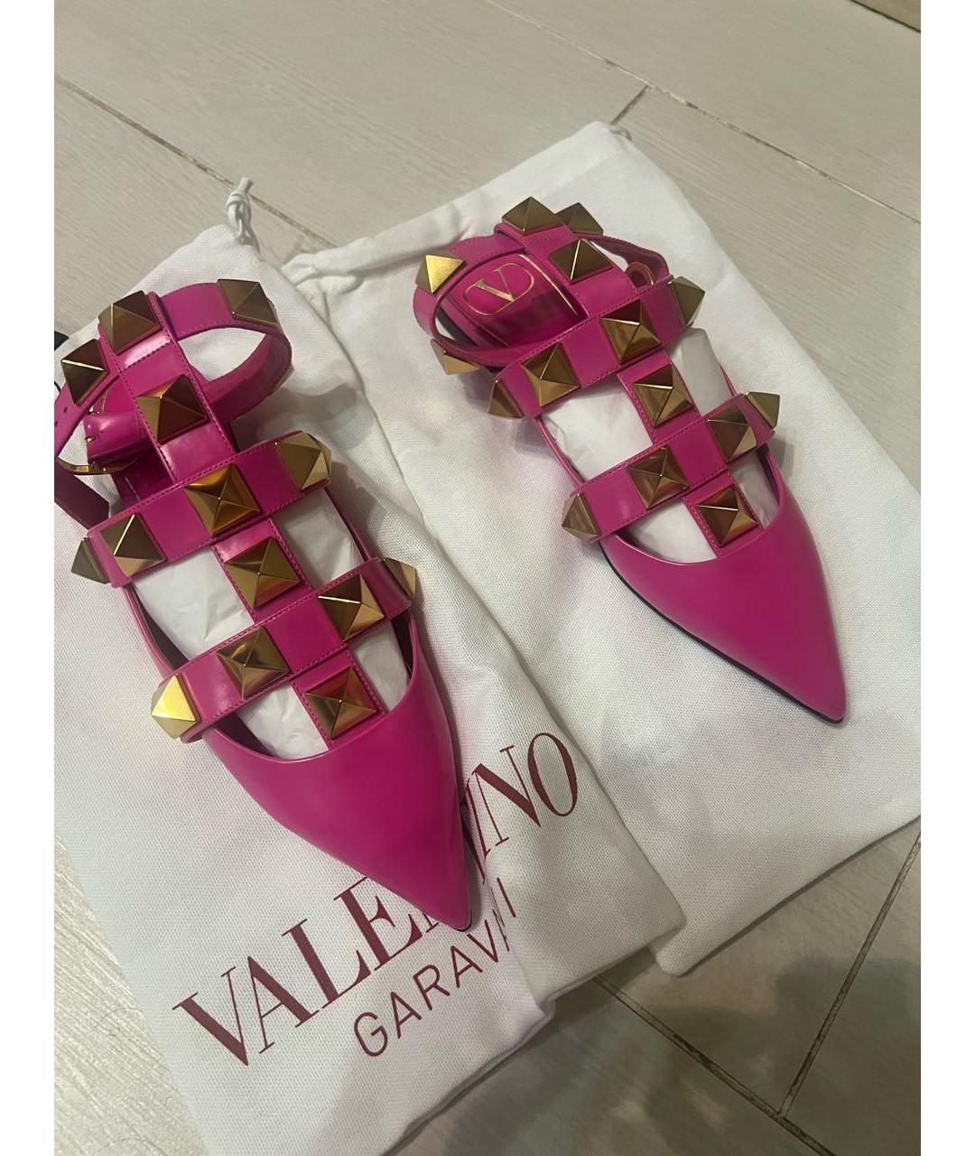 VALENTINO Фуксия кожаные мюли, фото 4