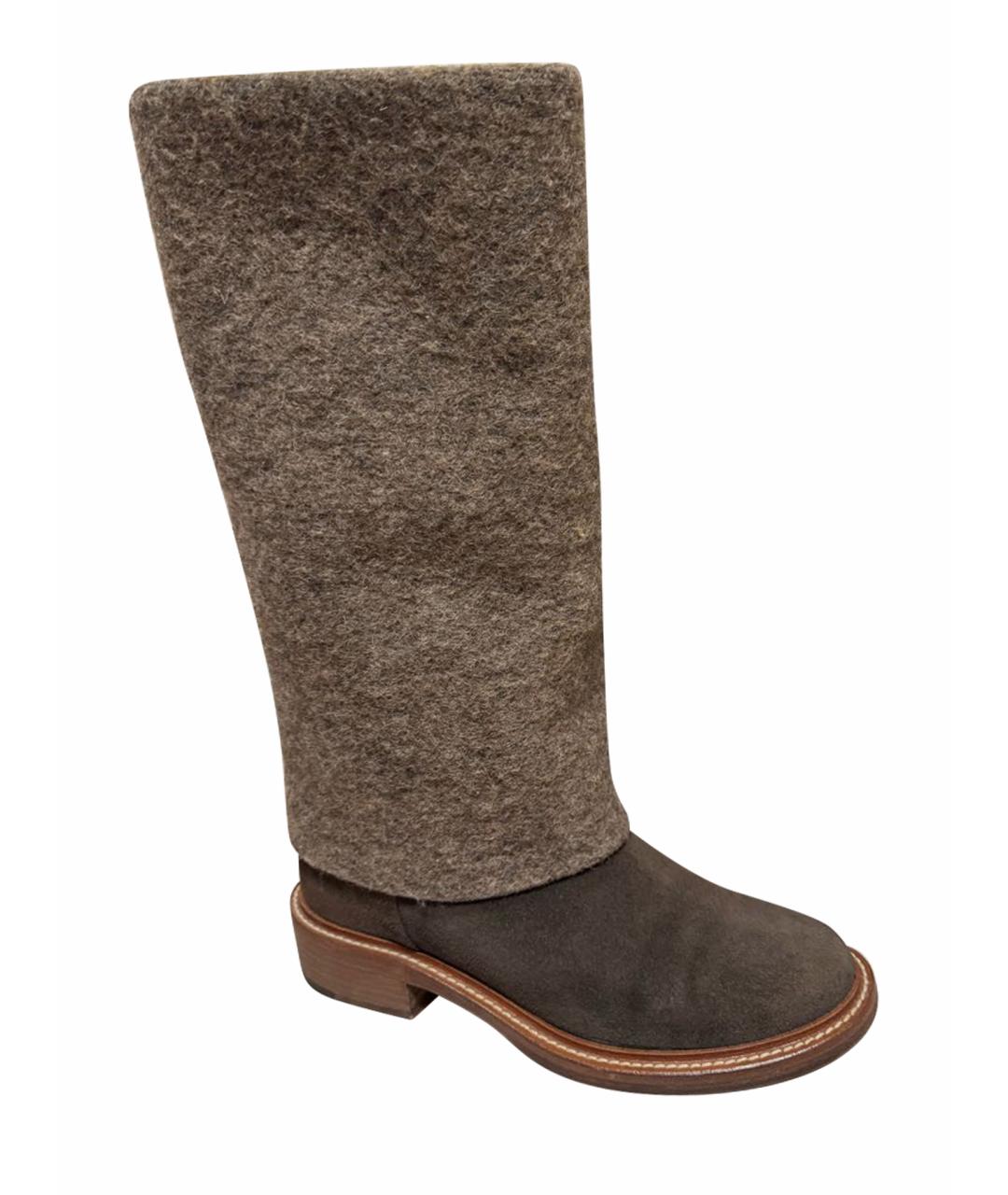 CHANEL Коричневые замшевые сапоги, фото 1