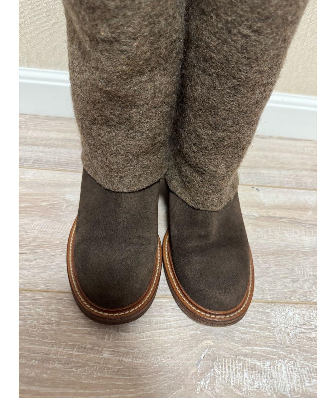 CHANEL Коричневые замшевые сапоги, фото 3