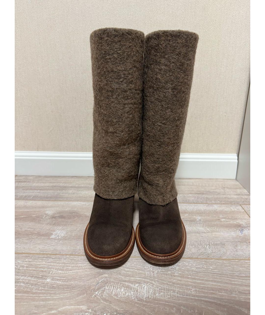 CHANEL Коричневые замшевые сапоги, фото 2