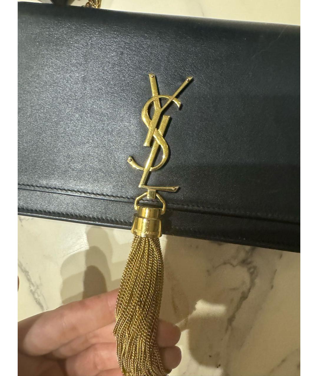 SAINT LAURENT Черная кожаная сумка через плечо, фото 4