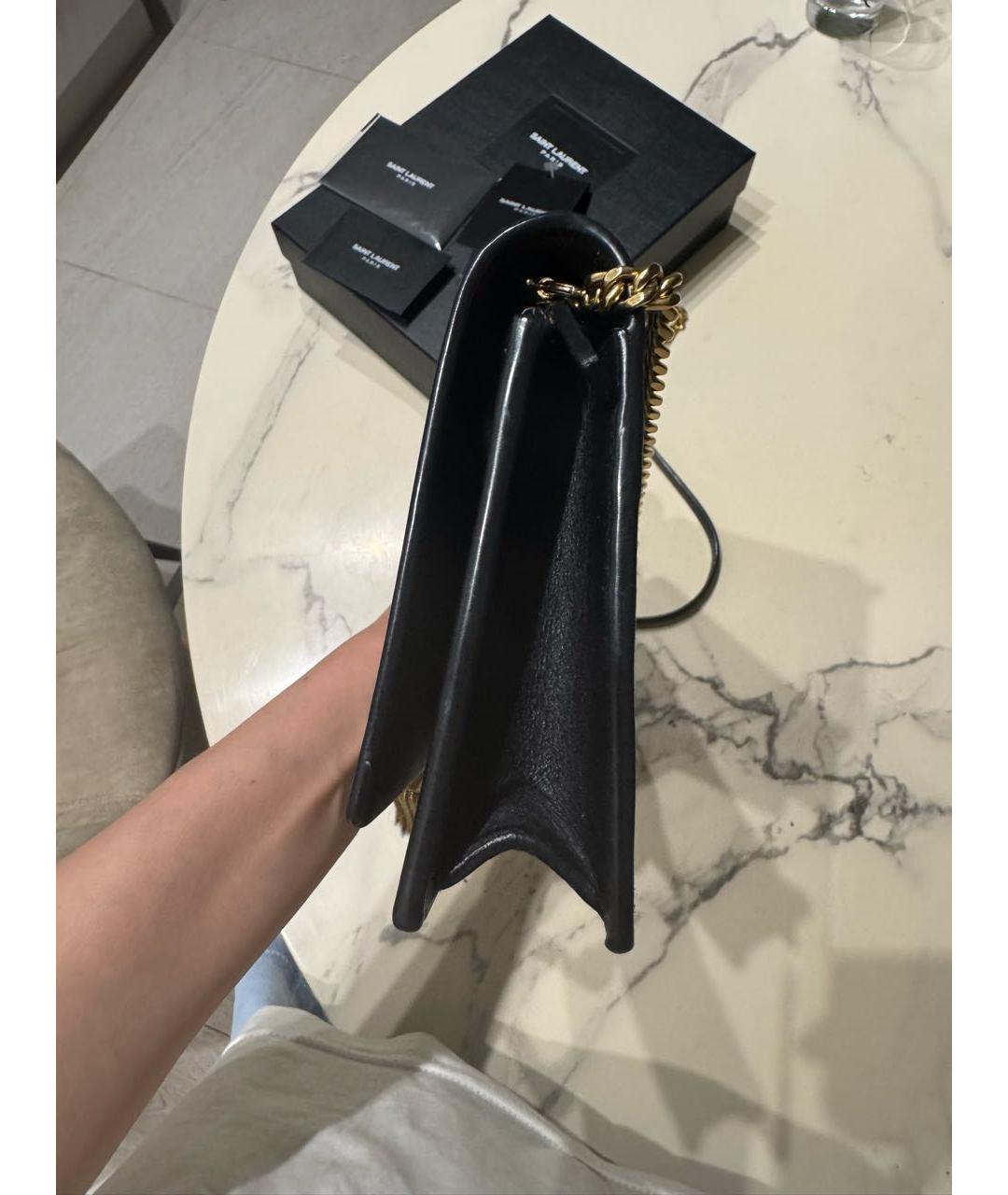 SAINT LAURENT Черная кожаная сумка через плечо, фото 5