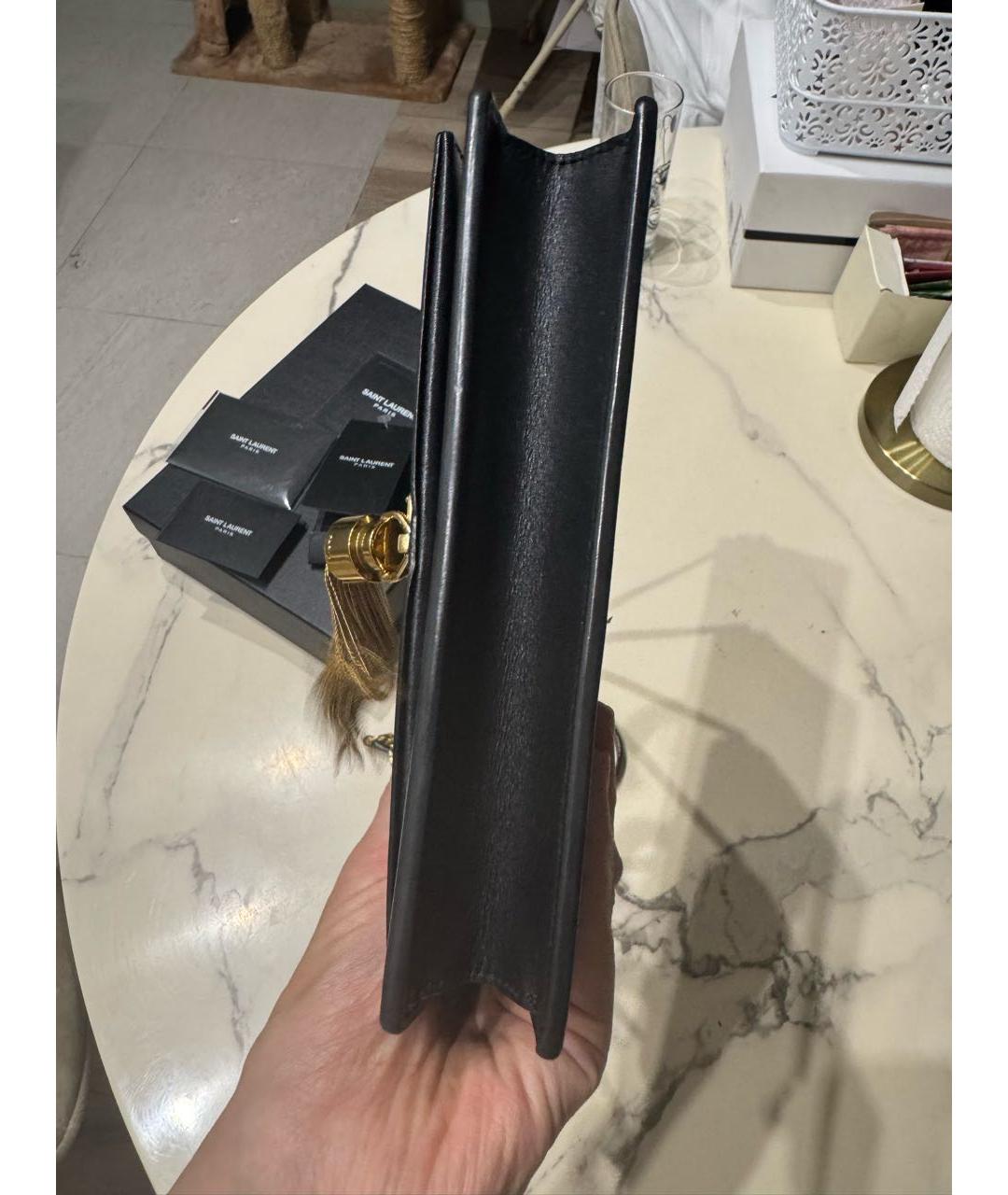 SAINT LAURENT Черная кожаная сумка через плечо, фото 6