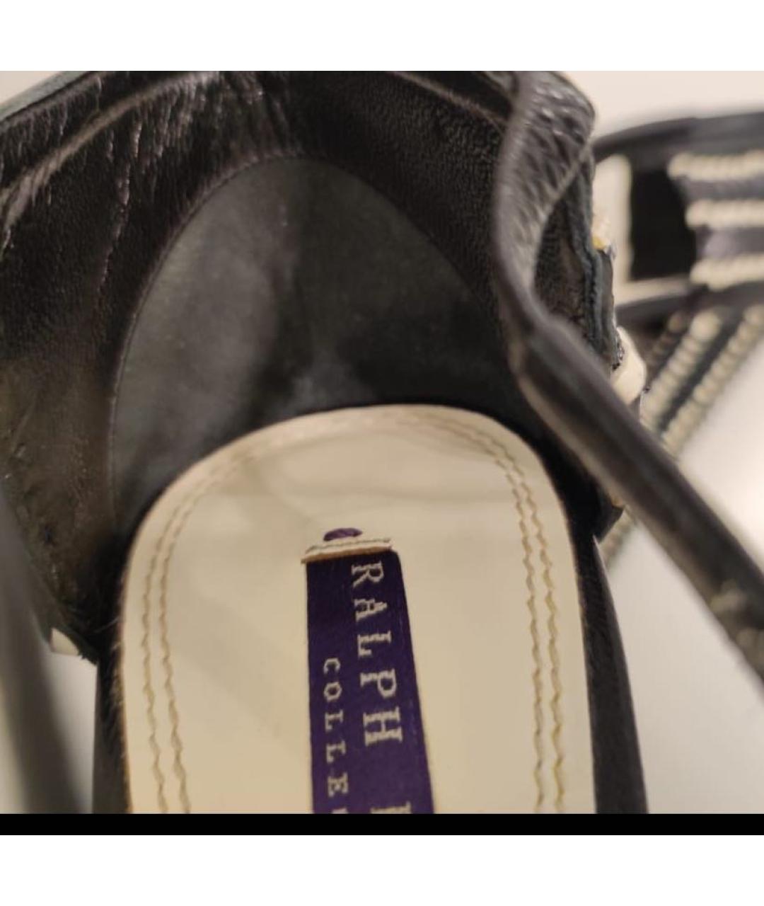 RALPH LAUREN PURPLE LABEL Черные кожаные босоножки, фото 7