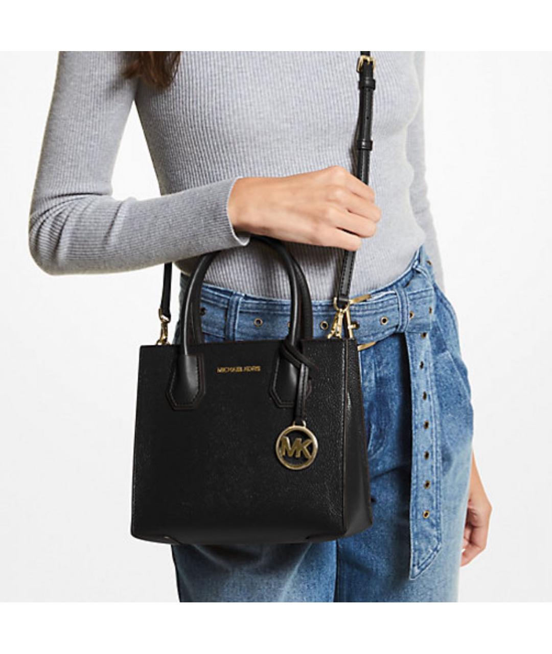 MICHAEL KORS Черная кожаная сумка тоут, фото 2