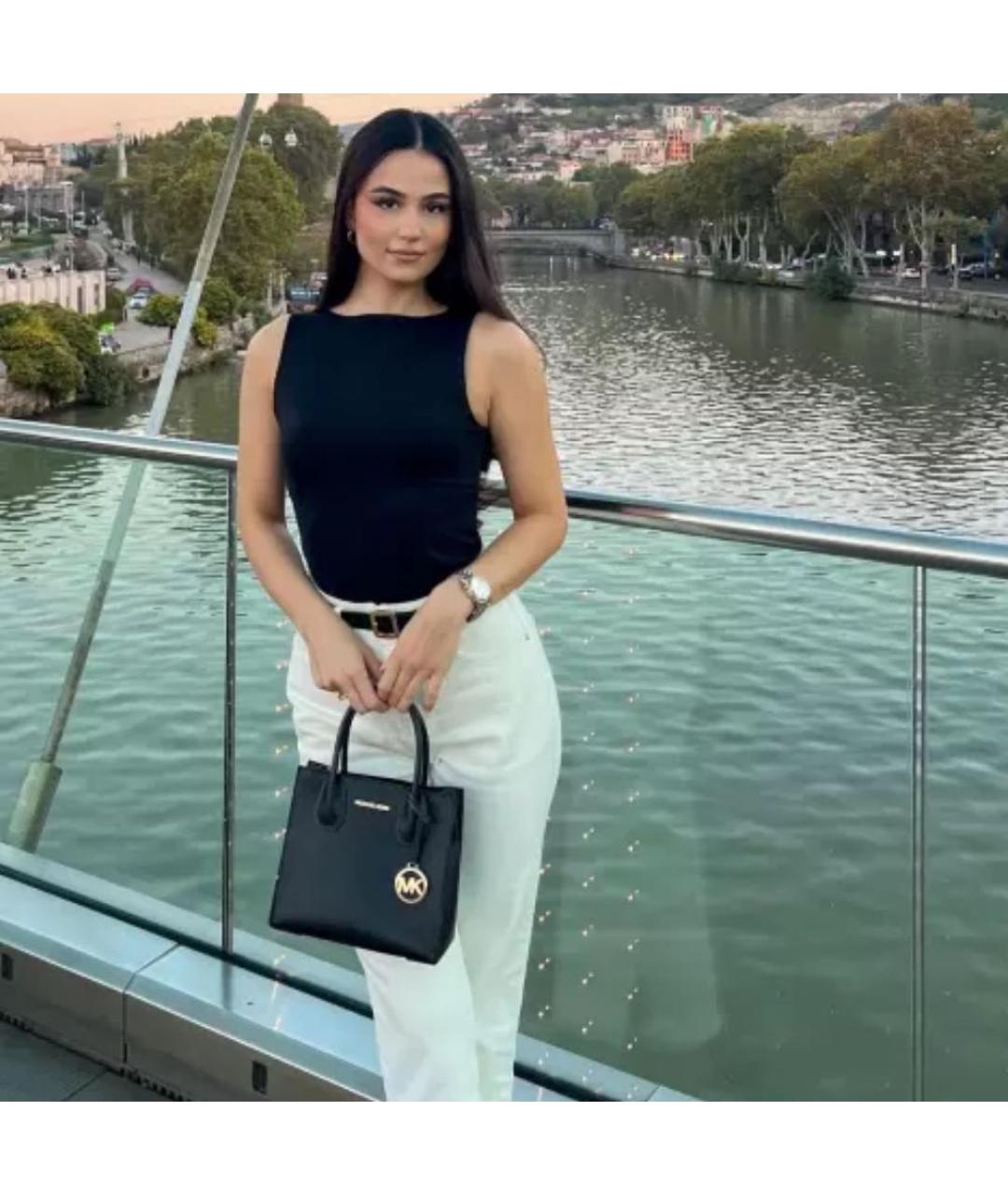 MICHAEL KORS Черная кожаная сумка тоут, фото 3