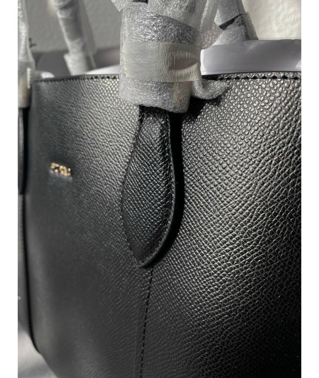 FURLA Черная кожаная сумка тоут, фото 5