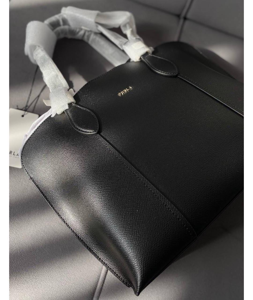 FURLA Черная кожаная сумка тоут, фото 3