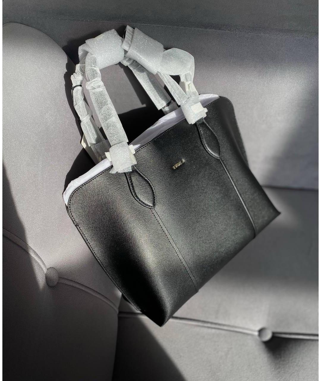 FURLA Черная кожаная сумка тоут, фото 9