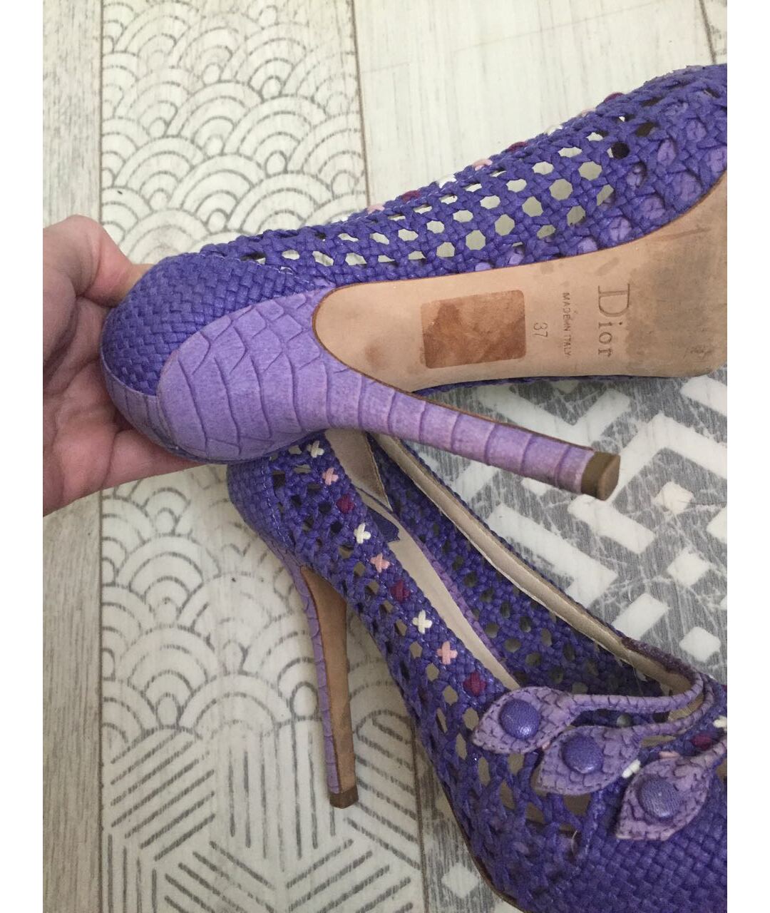 CHRISTIAN DIOR PRE-OWNED Фиолетовые туфли из экзотической кожи, фото 6