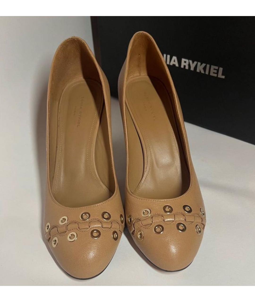 SONIA RYKIEL Бежевые кожаные туфли, фото 2