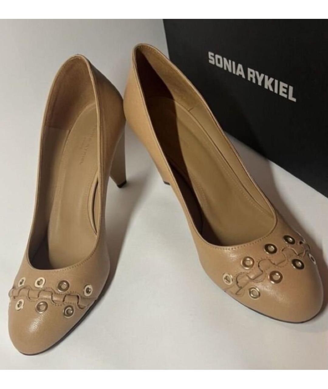 SONIA RYKIEL Бежевые кожаные туфли, фото 3