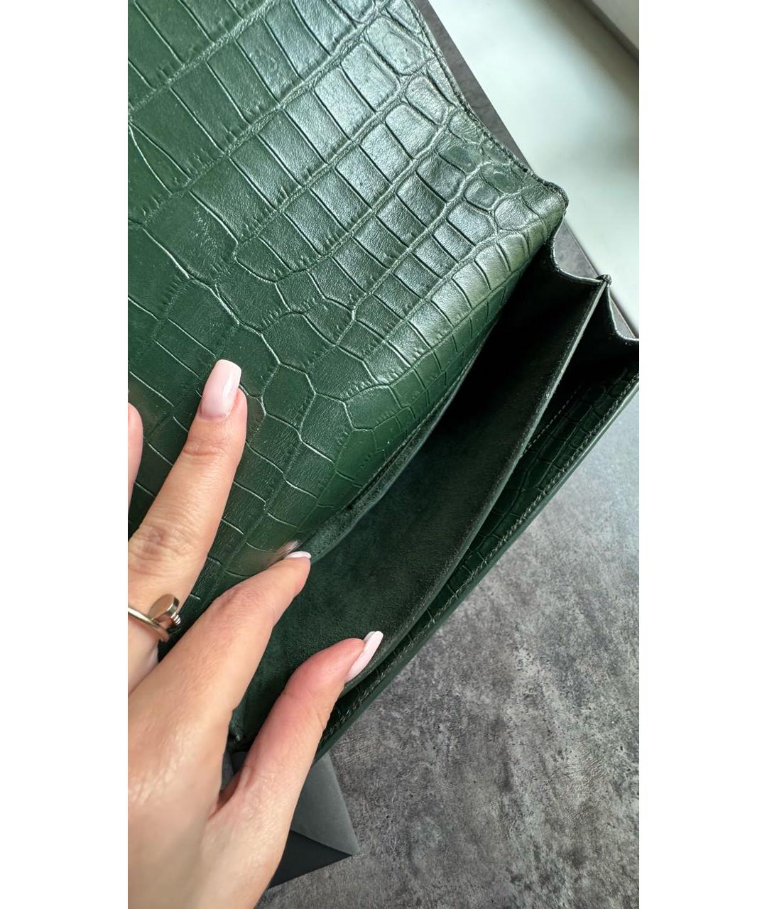 SAINT LAURENT Зеленая кожаная сумка через плечо, фото 5