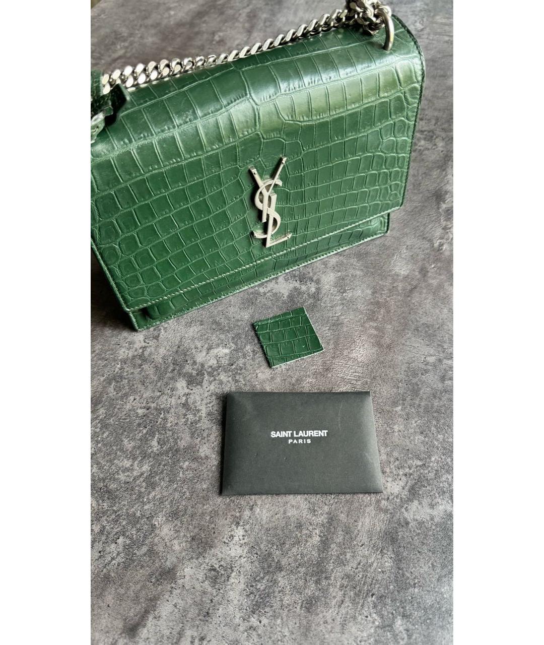 SAINT LAURENT Зеленая кожаная сумка через плечо, фото 3