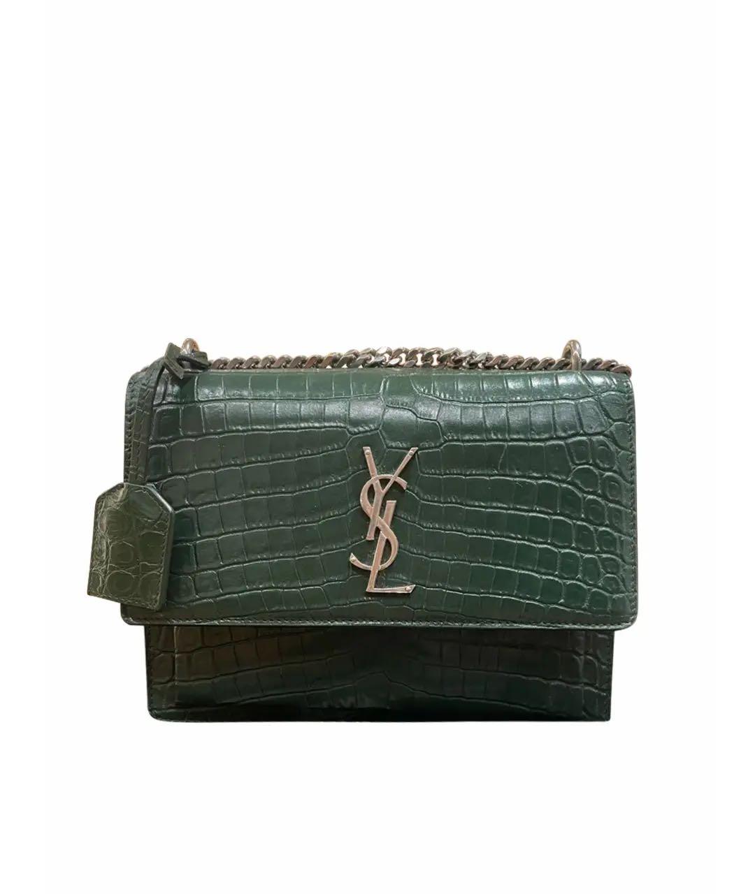 SAINT LAURENT Зеленая кожаная сумка через плечо, фото 1