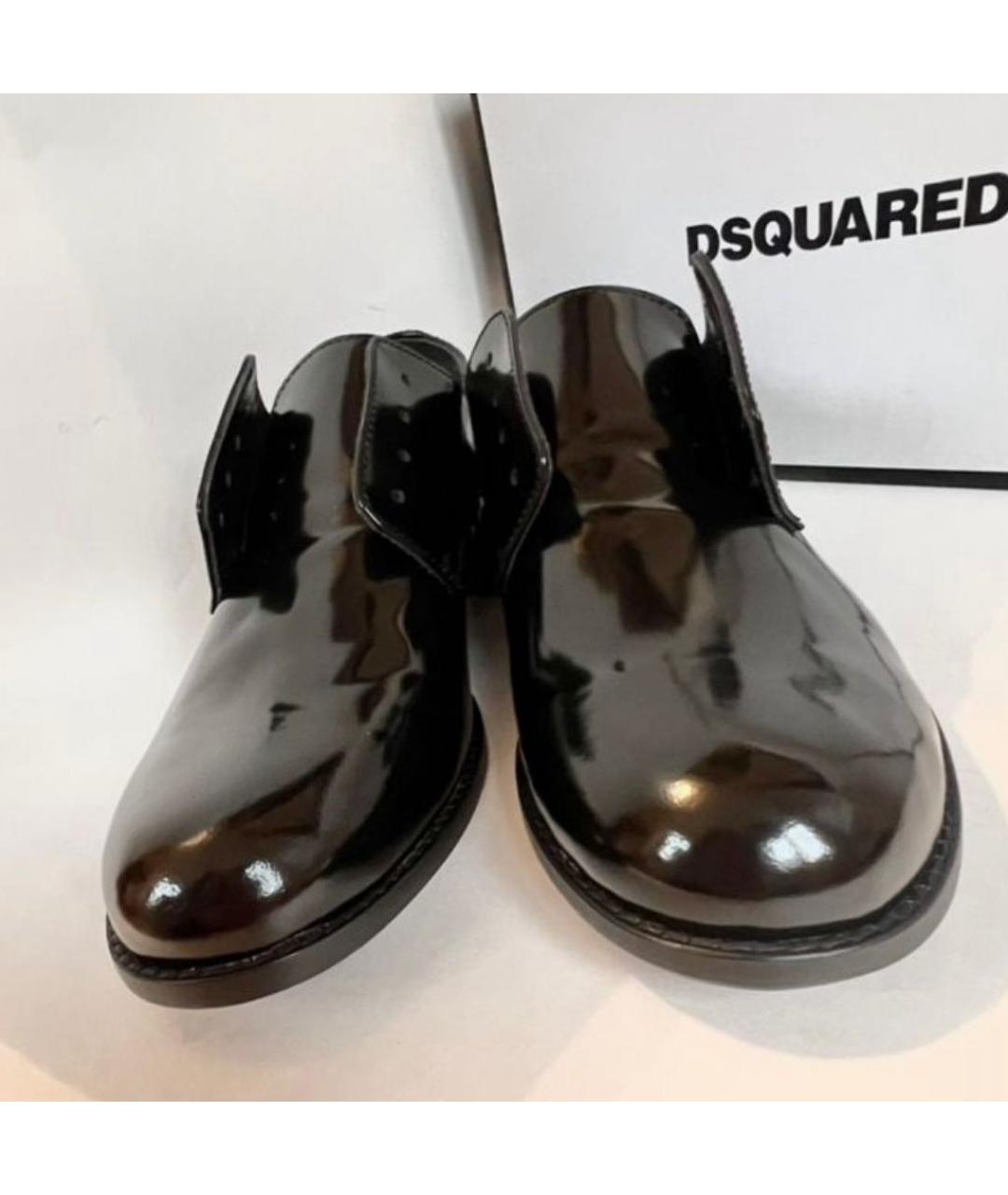 DSQUARED2 KIDS Черные лоферы/мокасины из лакированной кожи, фото 2