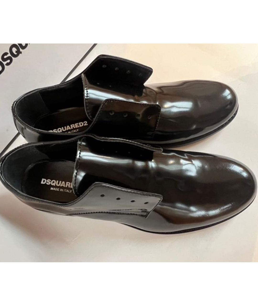 DSQUARED2 KIDS Черные лоферы/мокасины из лакированной кожи, фото 5