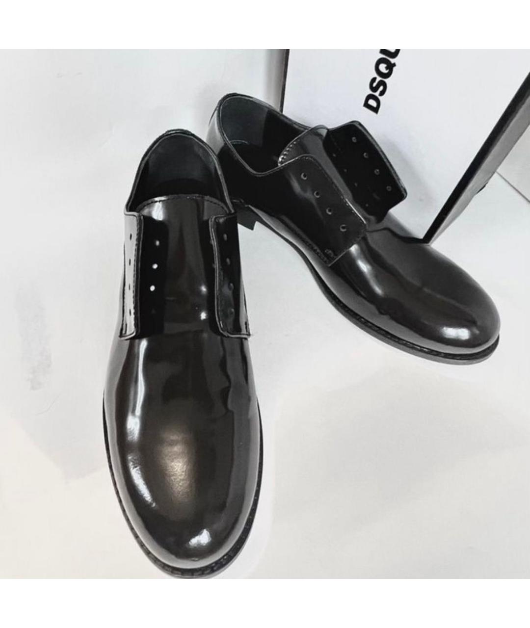 DSQUARED2 KIDS Черные лоферы/мокасины из лакированной кожи, фото 4