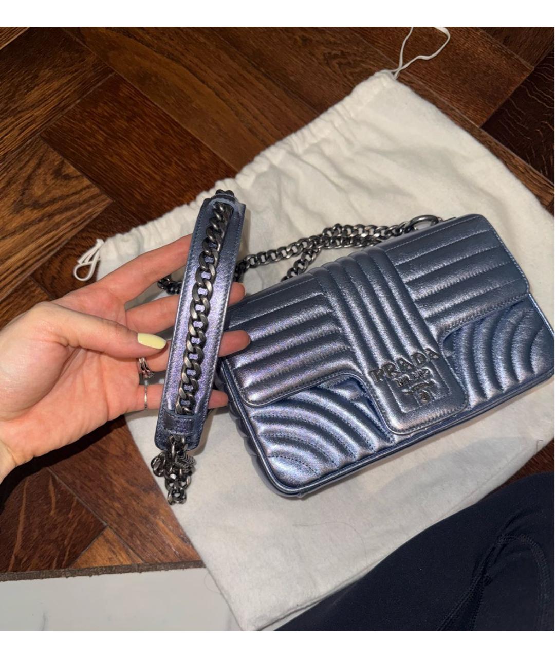 PRADA Голубая кожаная сумка через плечо, фото 3