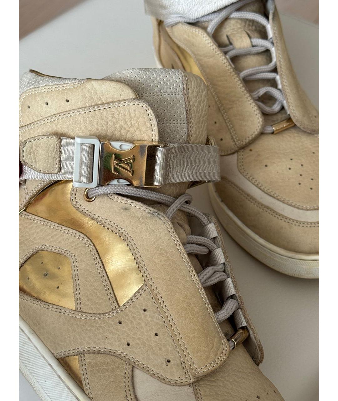 LOUIS VUITTON Бежевые нубуковые кеды, фото 4