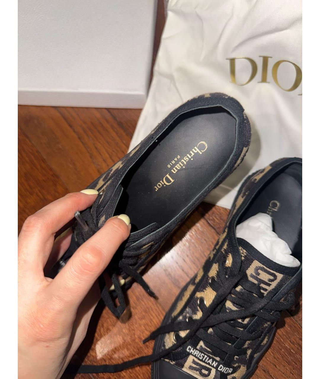 CHRISTIAN DIOR Коричневые текстильные кеды, фото 4
