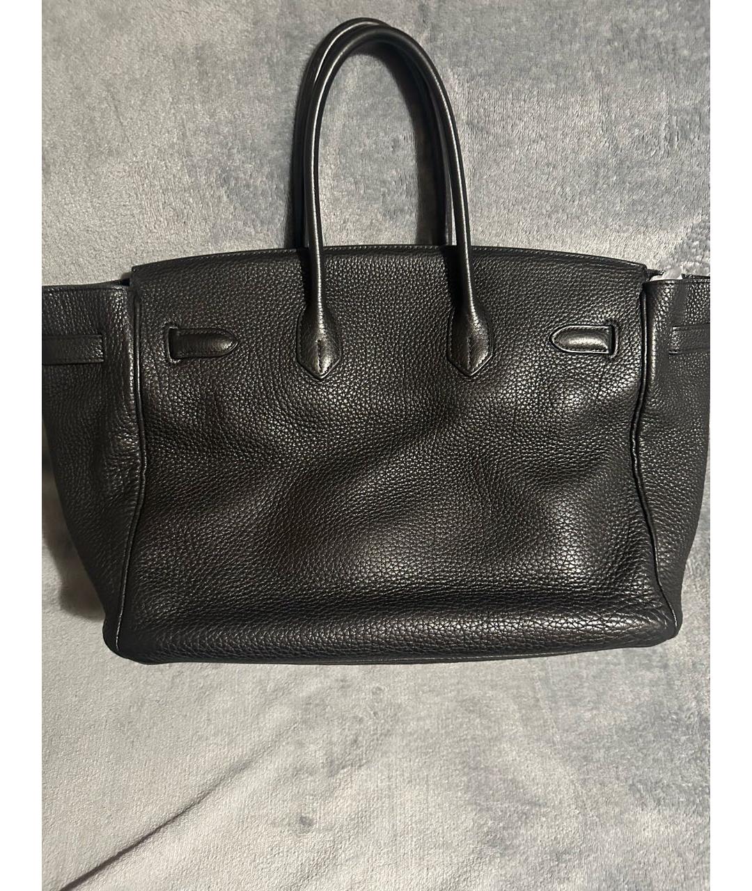 HERMES Черная кожаная сумка тоут, фото 3