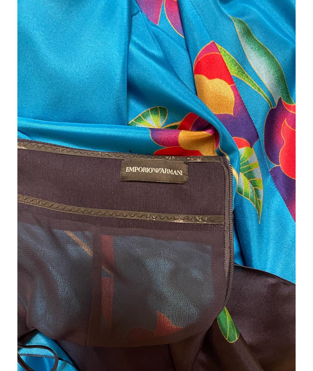 EMPORIO ARMANI Мульти шелковое коктейльное платье, фото 3