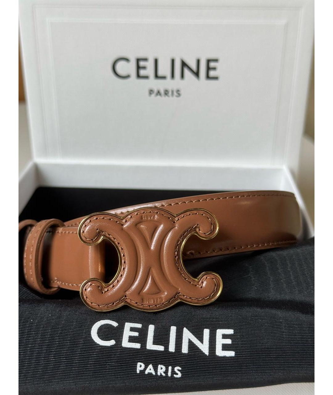 CELINE Коричневый кожаный ремень, фото 2
