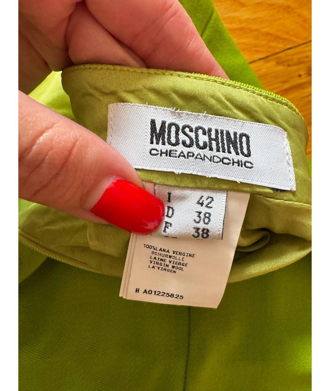 MOSCHINO Салатовая шерстяная юбка миди, фото 3