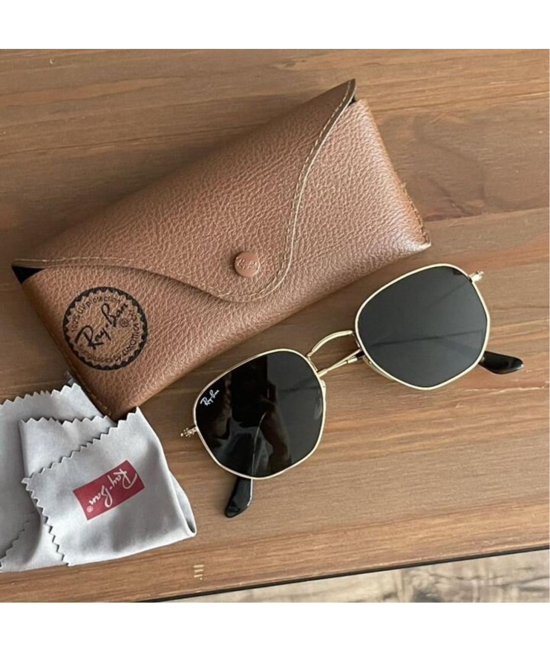 RAY BAN Коричневые металлические солнцезащитные очки, фото 4