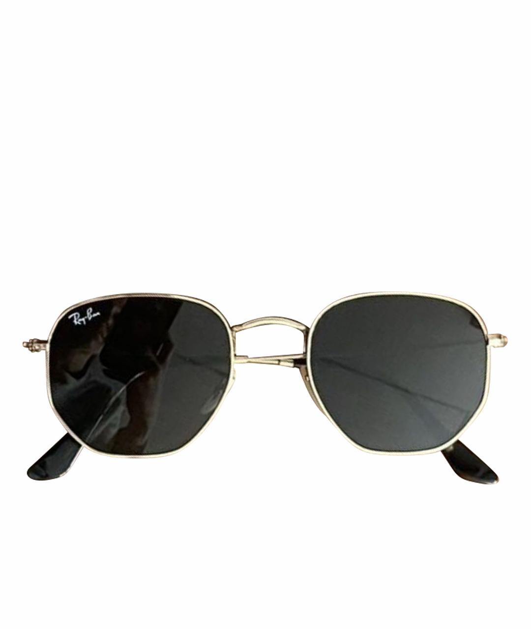 RAY BAN Коричневые металлические солнцезащитные очки, фото 1