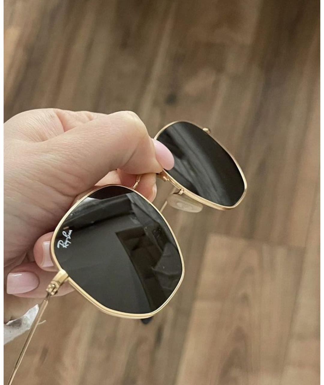 RAY BAN Коричневые металлические солнцезащитные очки, фото 2