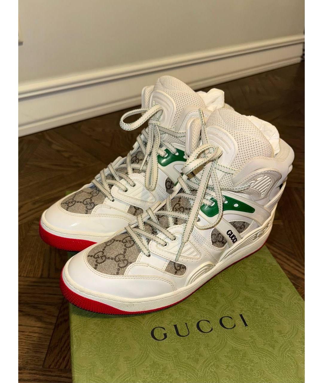 GUCCI Белые кожаные кроссовки, фото 3