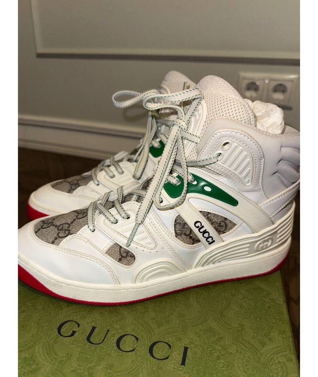 GUCCI Белые кожаные кроссовки, фото 7