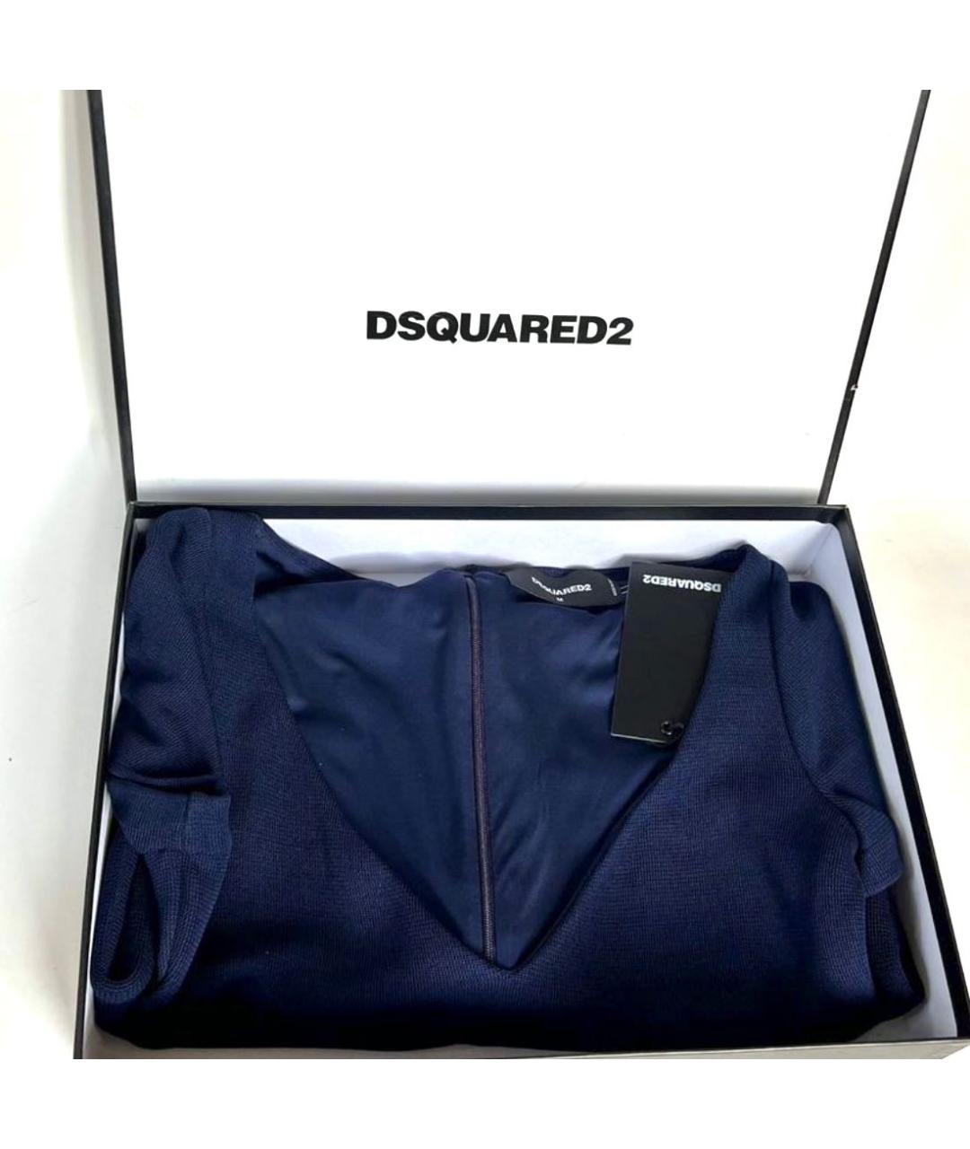 DSQUARED2 Темно-синее вискозное коктейльное платье, фото 4