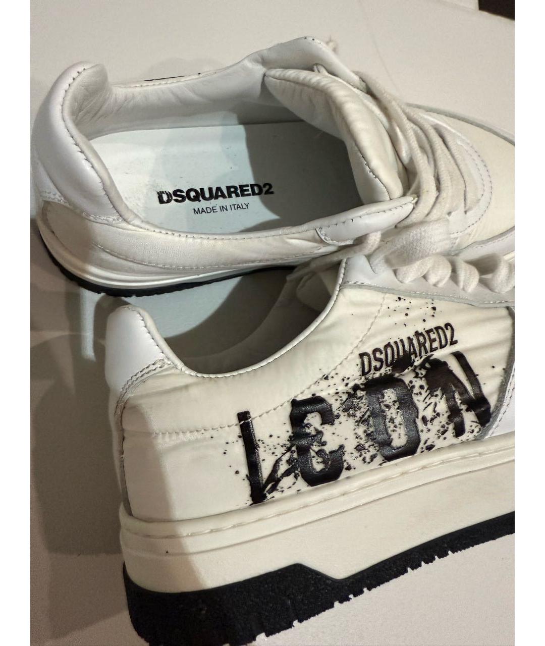 DSQUARED2 KIDS Белые кожаные кеды, фото 6