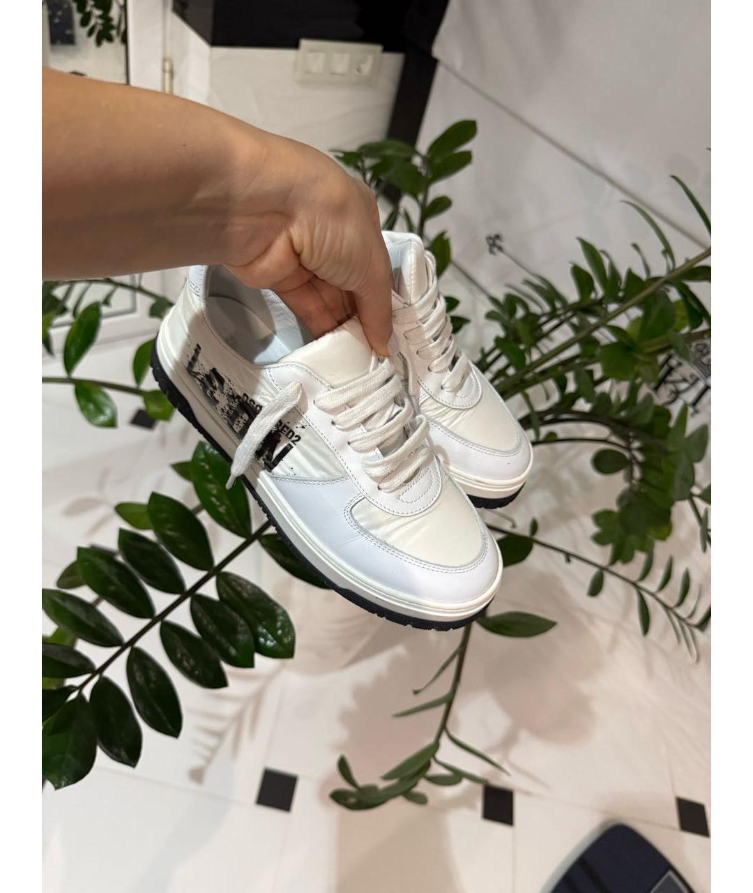 DSQUARED2 KIDS Белые кожаные кеды, фото 5