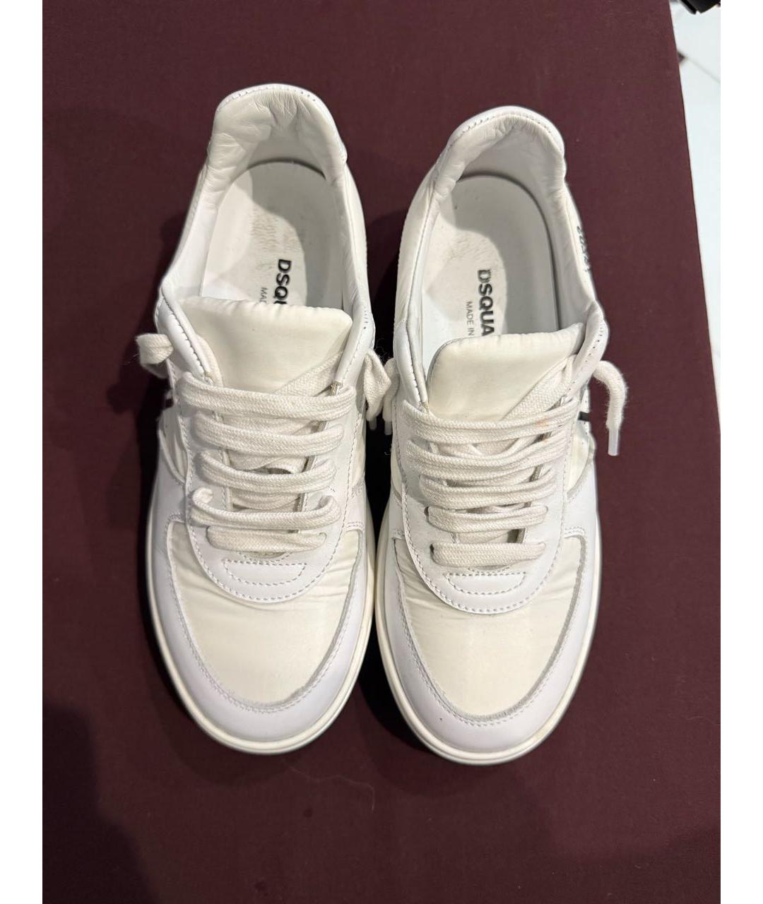 DSQUARED2 KIDS Белые кожаные кеды, фото 3