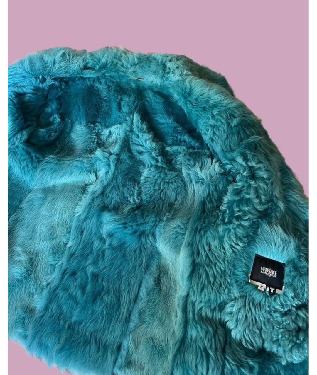 VERSACE JEANS COUTURE Бирюзовая меховая дубленка, фото 3