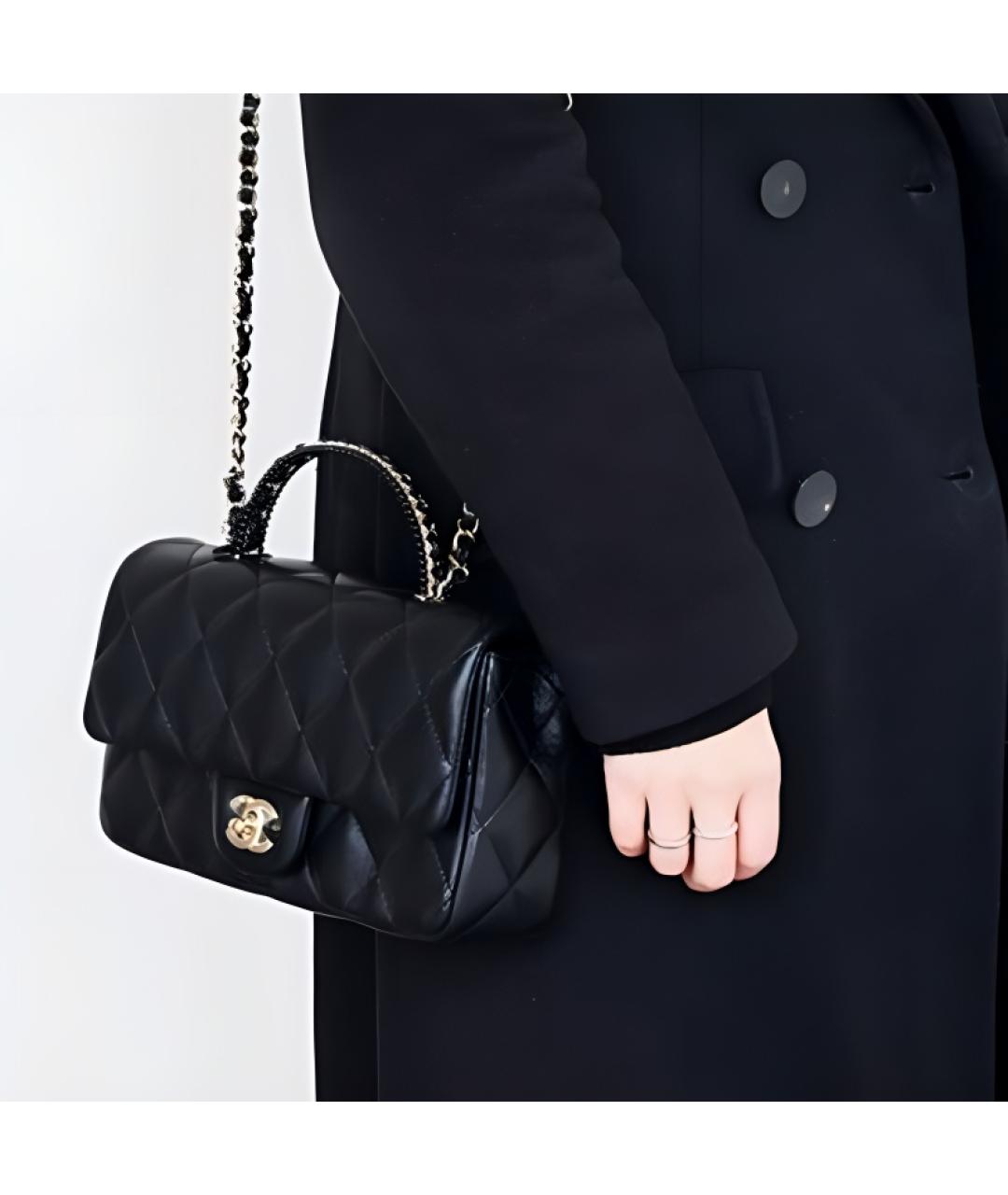 CHANEL Черная кожаная сумка через плечо, фото 3