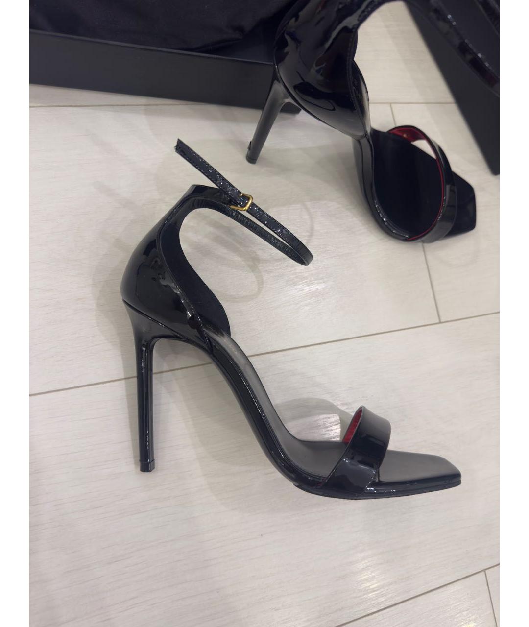 SAINT LAURENT Черные кожаные босоножки, фото 7