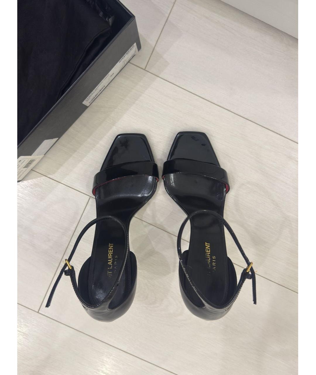 SAINT LAURENT Черные кожаные босоножки, фото 3