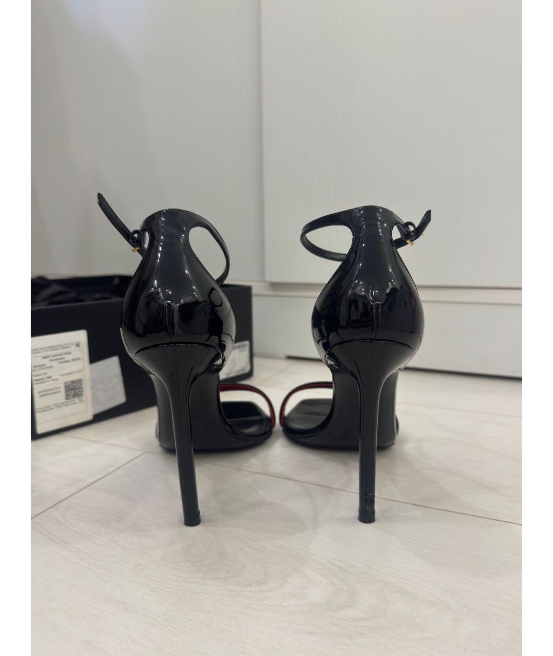 SAINT LAURENT Черные кожаные босоножки, фото 4