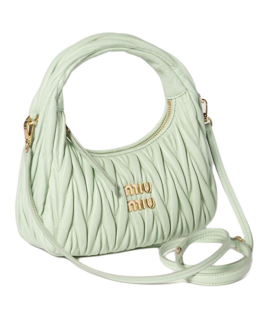 MIU MIU Салатовая кожаная сумка через плечо, фото 2