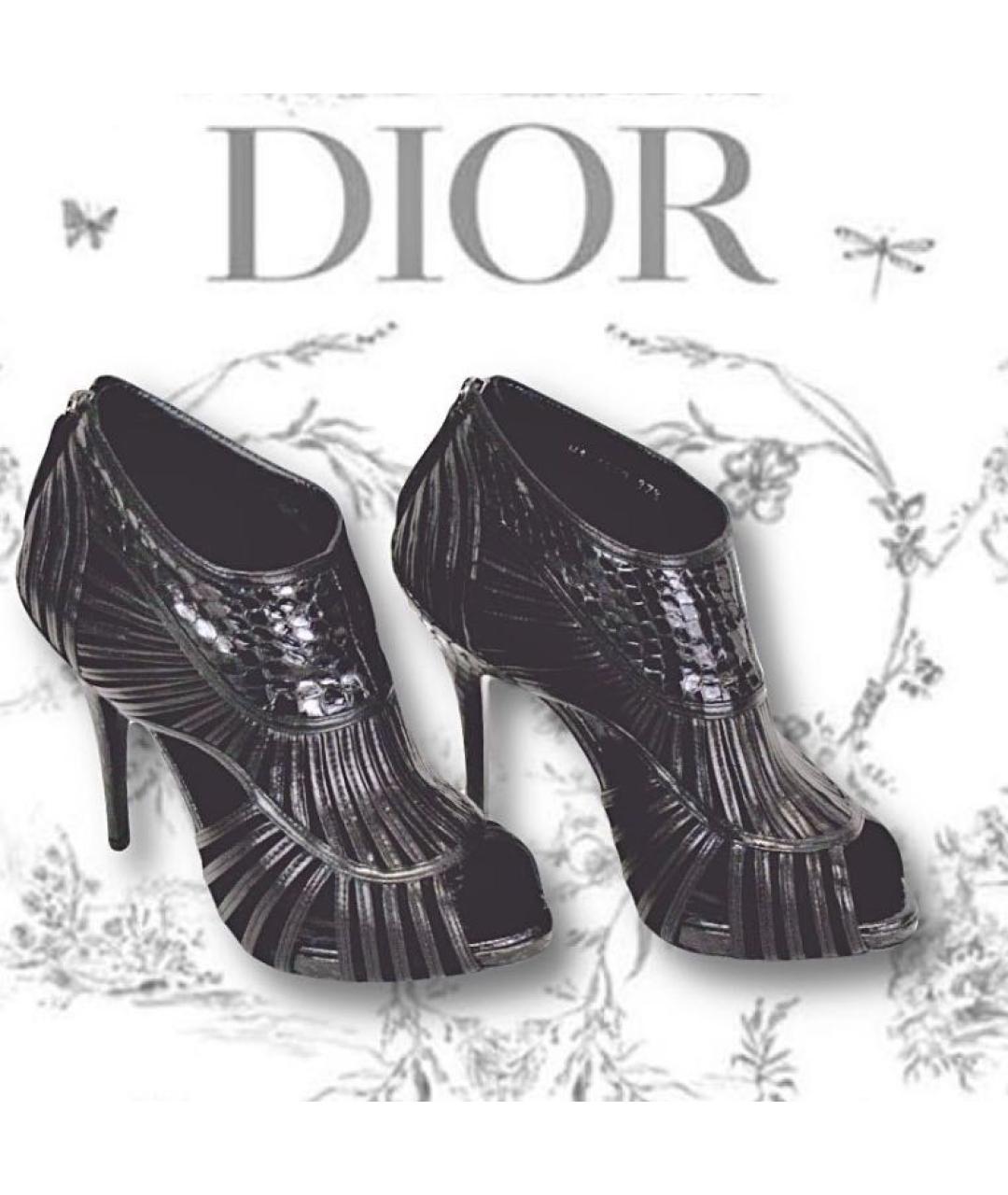 CHRISTIAN DIOR Черные кожаные ботильоны, фото 8