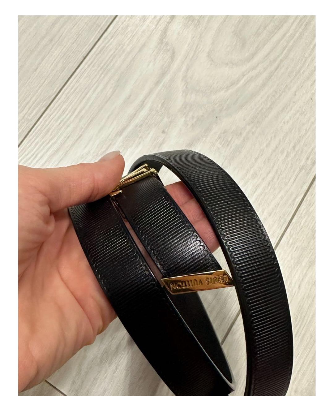 LOUIS VUITTON Черный кожаный ремень, фото 3