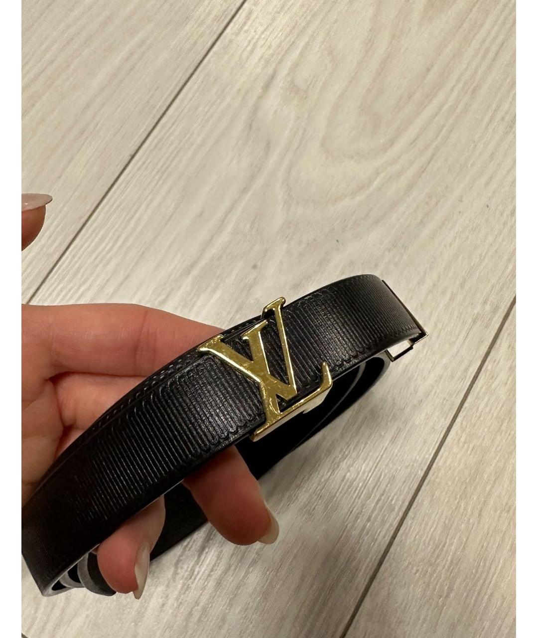 LOUIS VUITTON Черный кожаный ремень, фото 2