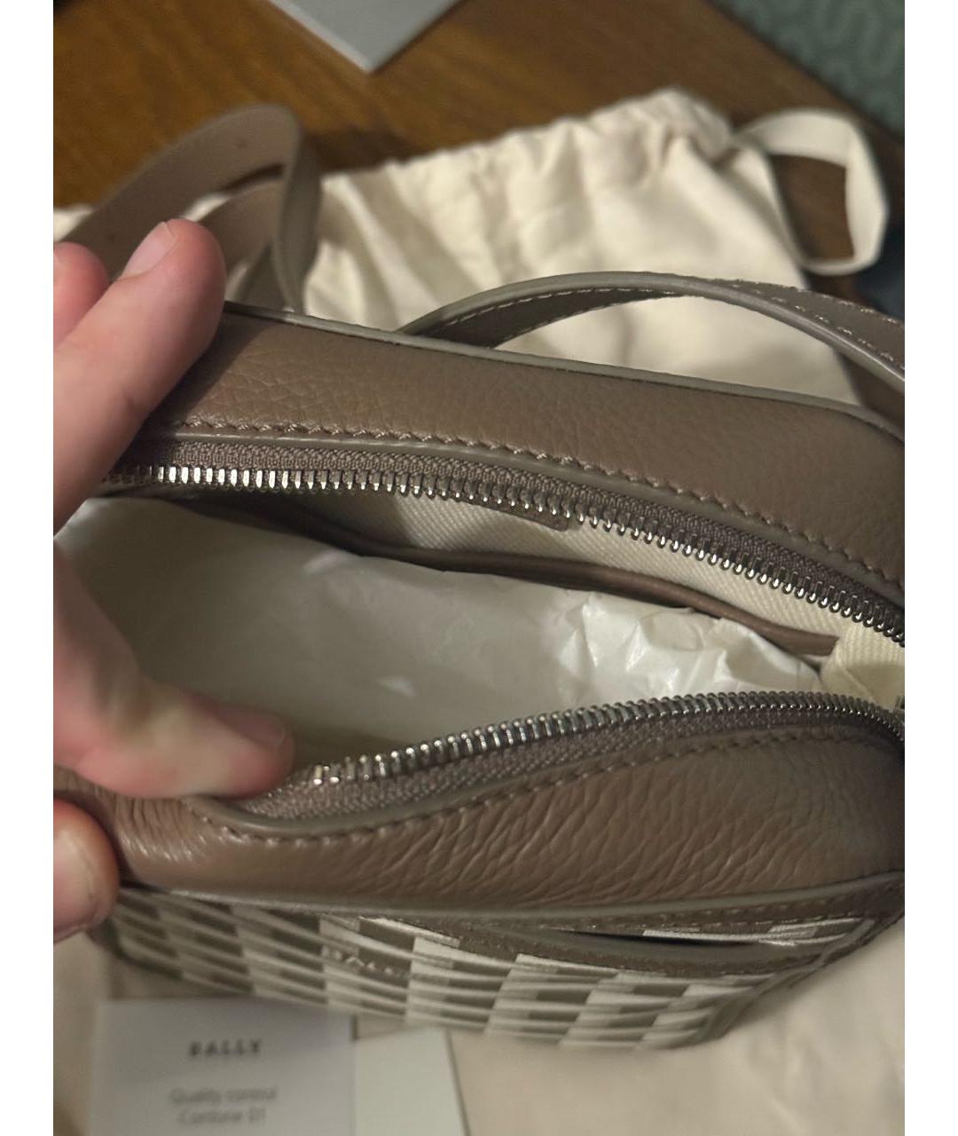 BALLY Бежевая кожаная сумка на плечо, фото 4
