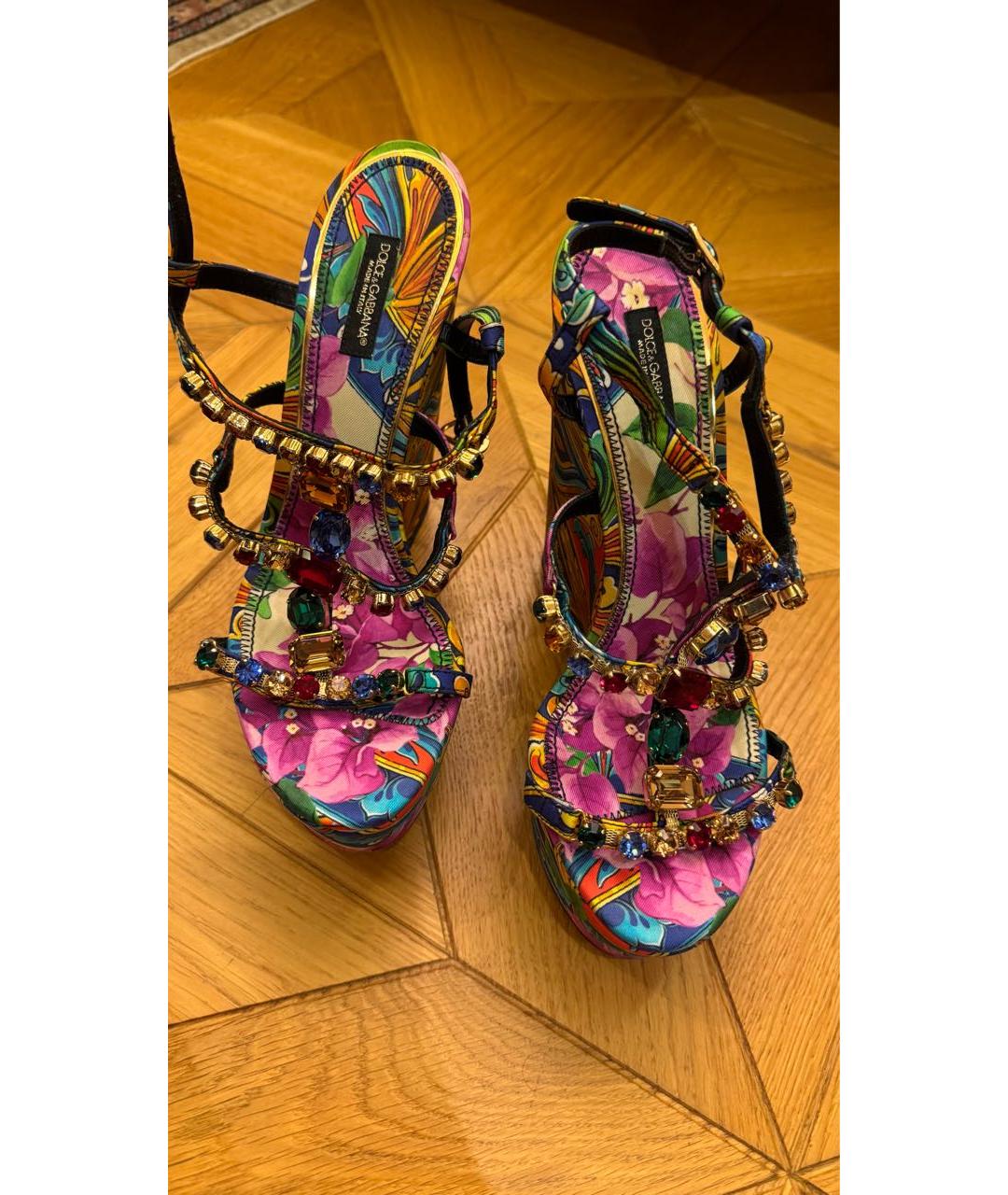 DOLCE&GABBANA Мульти текстильные босоножки, фото 4